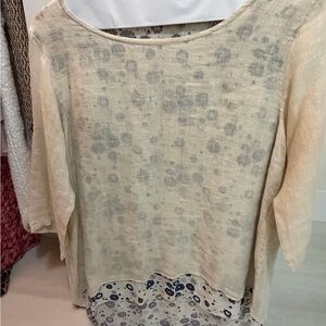 Light Cream Floral Layered Women's High/Low Tunic
